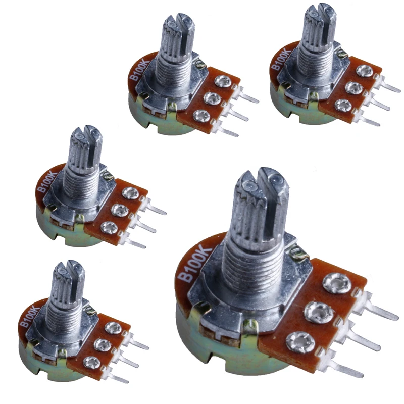 5 шт. 15 мм 100K Ом Линейный конус роторный панельный потенциометр горшок B100K# Aug.26