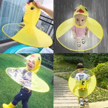 2018 Lipat Kartun Anak-anak Jas Hujan Payung UFO Bentuk Topi Hujan Cape Bunga Busana Lucu Jas Hujan(China)