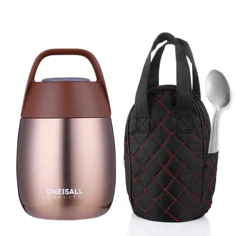 

450ml Food Flask Thermos Bottle for Food Vacuum Insulated Lunch Food Flask with Spoon handle bag Insulated Food Soup Container
