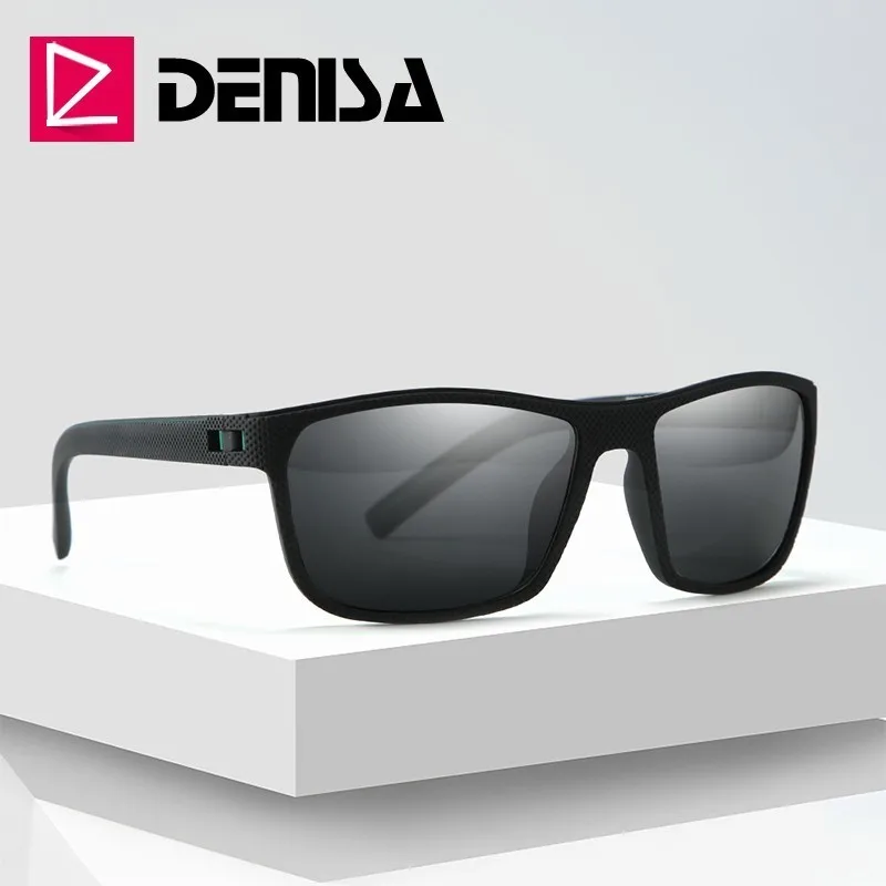 

DENISA Square Mens Sunglasses Brand Designer Super Light TR90 Frame Sunglasses Polarized Mirror Sun Glasses For Men gafas T35830