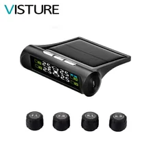5 pcs / lot Car Tire Pressure Alarm Monitor System Solar Power TPMS 4 External Sensor Temperature Alert Sun Energy Visture T06W