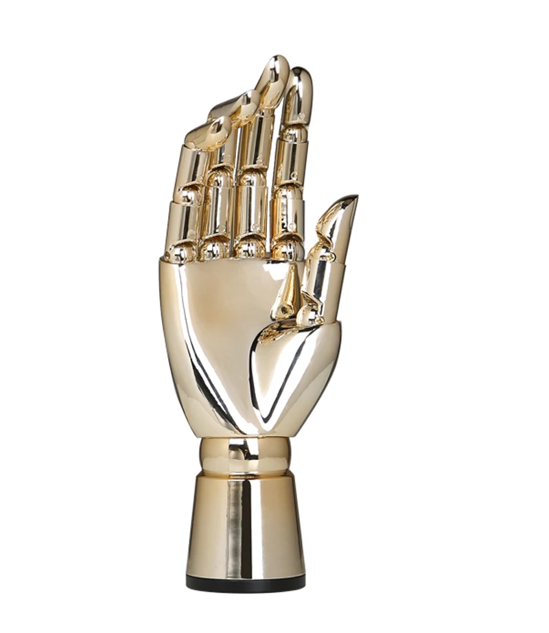 

luxury Female Mannequin Hand Arms Display Watch Gloves Jewelry Any Product With Palm Size Electroplated Gold Robot Right Hand