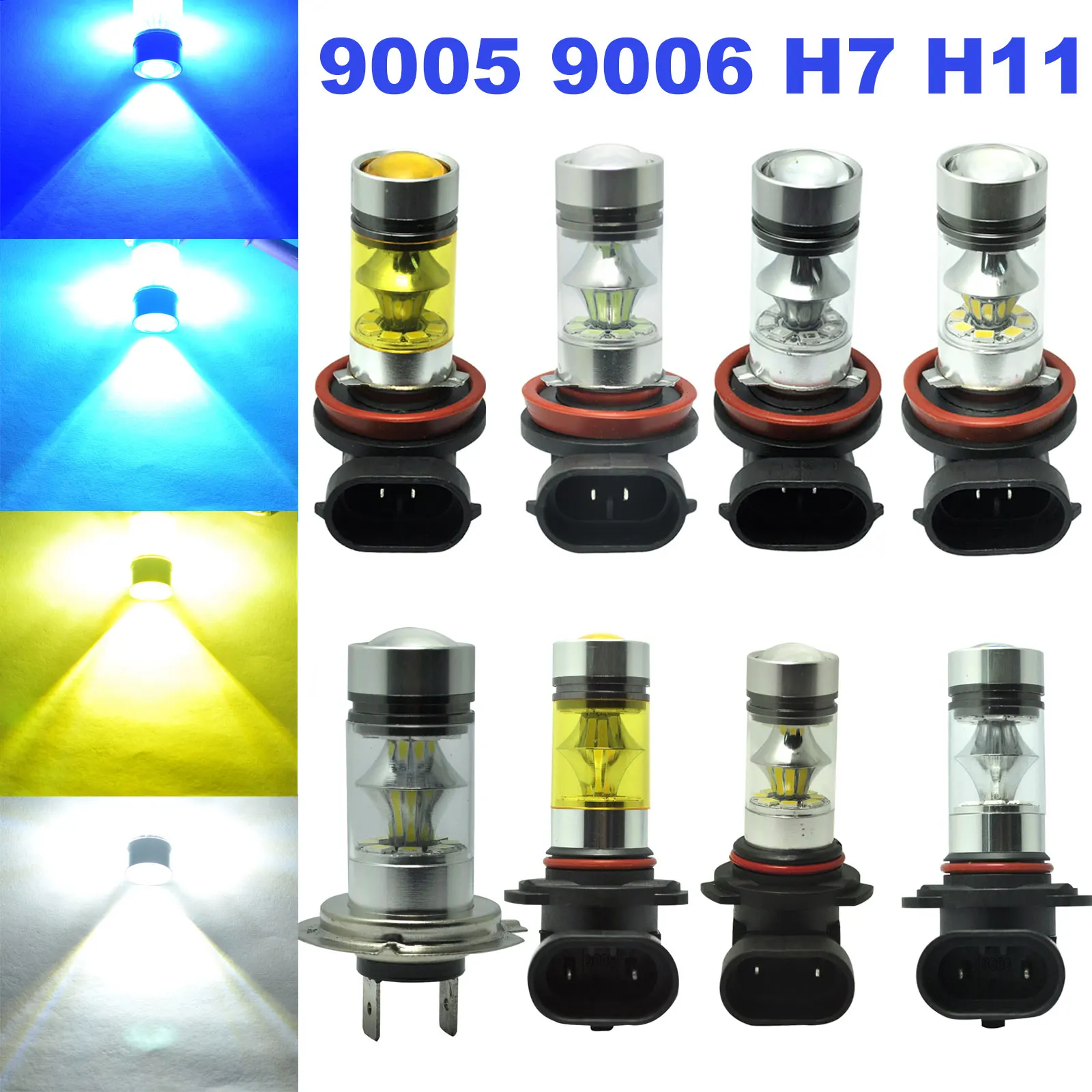 

2pcs Car 9005/9006/H11 4300K 100W Car LED Fog Driving Light 2323 High Power Bulb XR657