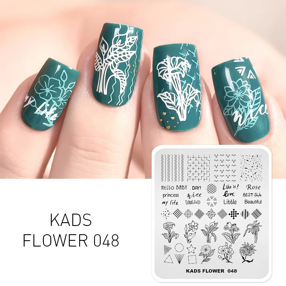 KADS дизайн ногтей шаблоны для стемпинга красоты весенний цветочный дизайн пластины для маникюра штамповки печатные Инструменты Трафарет штамп