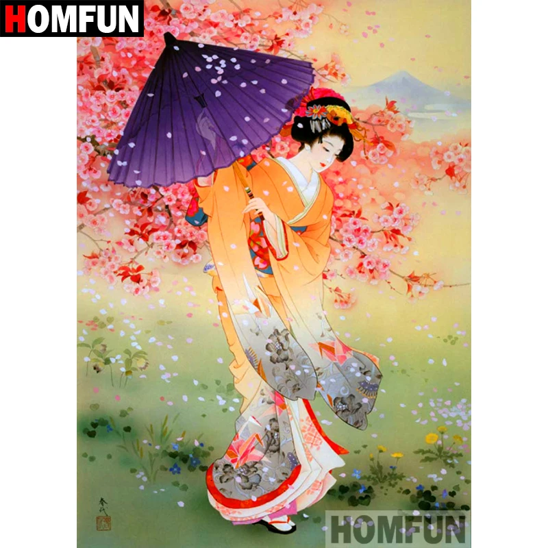 HOMFUN Full Square/Round Drill 5D DIY Diamond Painting &quotUmbrella woman&quot Embroidery Cross Stitch Home Decor Gift A08671 | Дом и сад