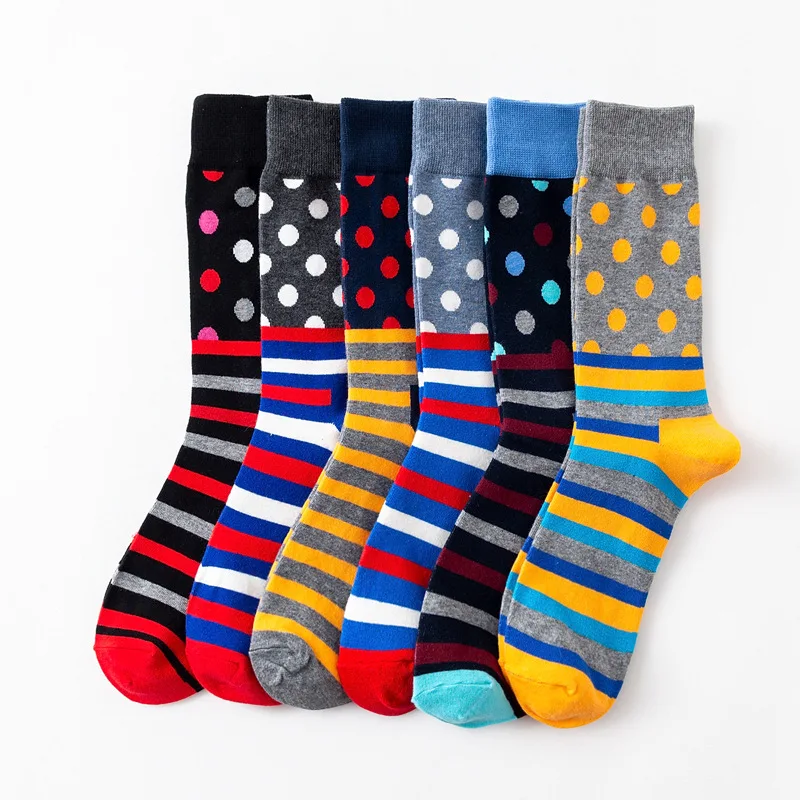 

New women's colorful striped dot fashion high quality cotton casual socks 1 pairs