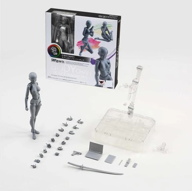 SHFiguarts BODY KUN BODY CHAN, современные манекены, фигурка, рисунок, эскиз, модель с подставкой для камеры, линии, Канцелярский набор - Цвет: CHAN-gray