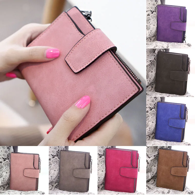 

New Women Wallets Fashion Scrub Leather Lady'S Design Card Holder Coin Purse