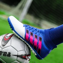 Для мужчин футбольные бутсы спортивный для футбола обувь новые кожаные большой Размеры высокие футбольные бутсы Training футбольные кроссовки человек