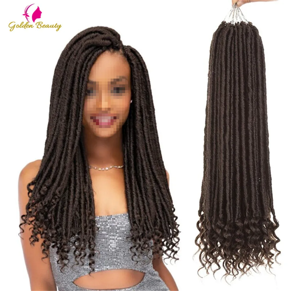 Золотая красавица 1" мягкие Faux locs Curly End вязание крючком плетение волос синтетические волосы наращивание 12 корней/упаковка богиня замки