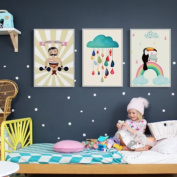 

Nordic Style Cute Elephant Owl Canvas Painting Cartoon Animals Posters And Prints For Kids Cuadros Decoracion Infantil Wall Art