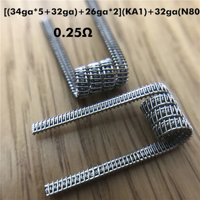 

10pcs/lot Prebuilt Coils High Density Ni80 SS316L KA1 Framed Staple Fused Clapton Coil for Electronic Cigarette RDA RTA Atomizer