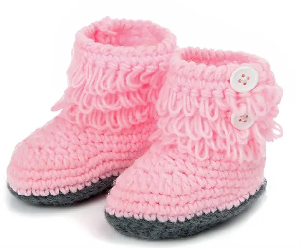 Брендовые Детские ботинки; вязанная крючком обувь с мягкой подошвой; вязаные детские ботинки ярких цветов; хлопковые ботинки для маленьких мальчиков и девочек - Цвет: Hot Pink