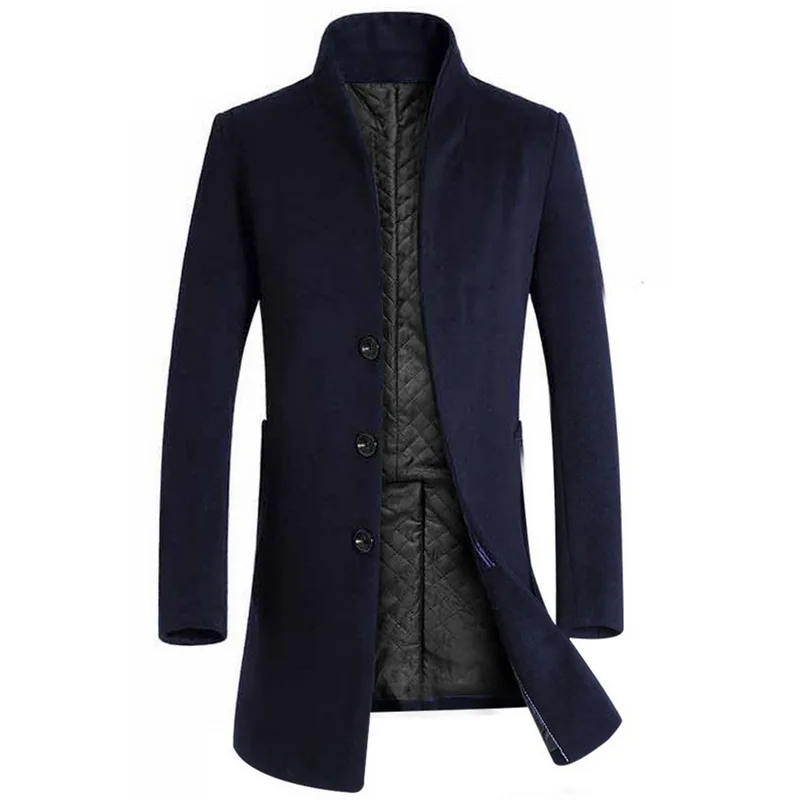 CALOFE, Осень-зима, мужское повседневное пальто, плотный шерстяной Тренч, деловое мужское одноцветное классическое пальто средней длины, куртки