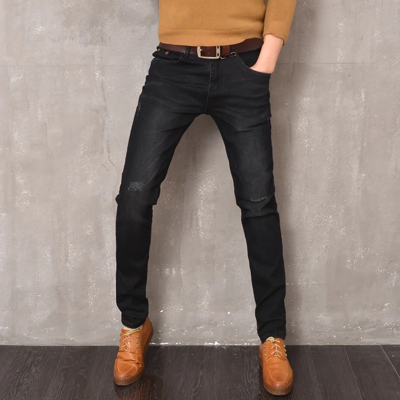 Buy 2016 Autumn Black Jeans Men Fashion Dark Skinny
