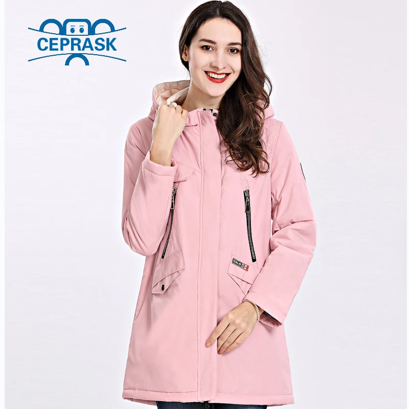 2018 Spring Autum New Women's Coat Windproof Thin Women Parka Long Plus Size Hooded High Quality Warm Cotton Jackets CEPRASK