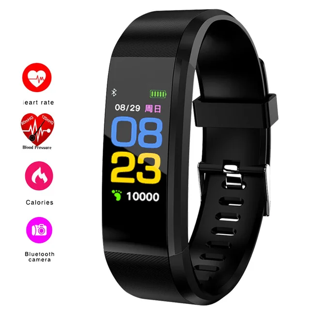 

BUMVOR 115plus men Smart Watch Band color screen Wristband Remote Control Bracelet Fitness life waterproof Watch Men Women