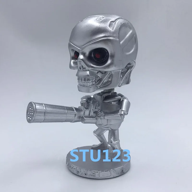 

Science fiction movies Terminator Genisys T-800 Robot Q version shaking head Car decoration Action Figure Model Toys 10cm N727