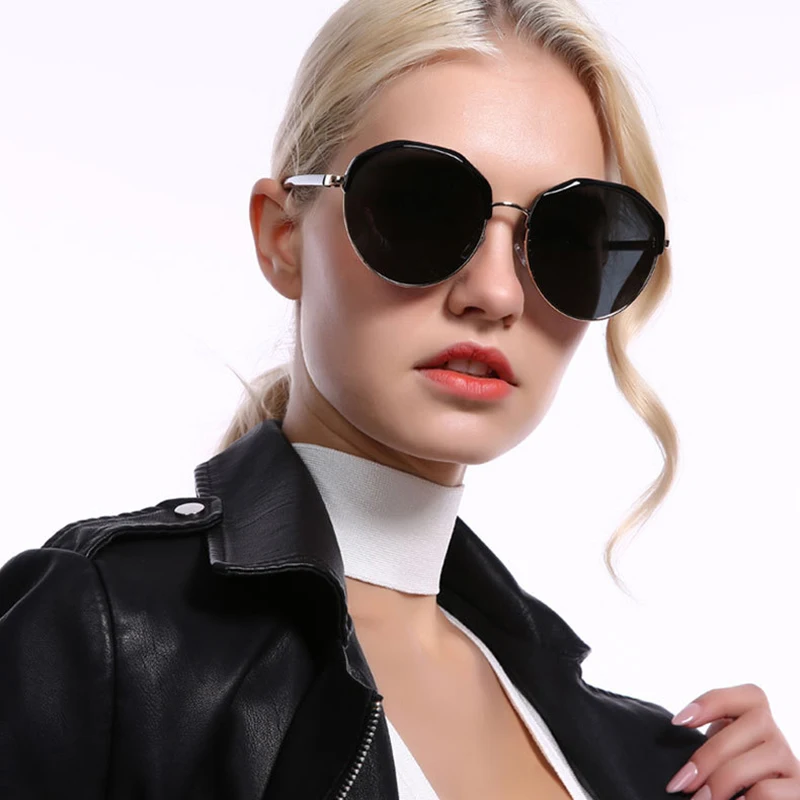 HEITHION New Fashion Candy Vintage Round Mirror Sunglasses Women Luxury Brand Original Design Black Sun Glasses Female Oculos