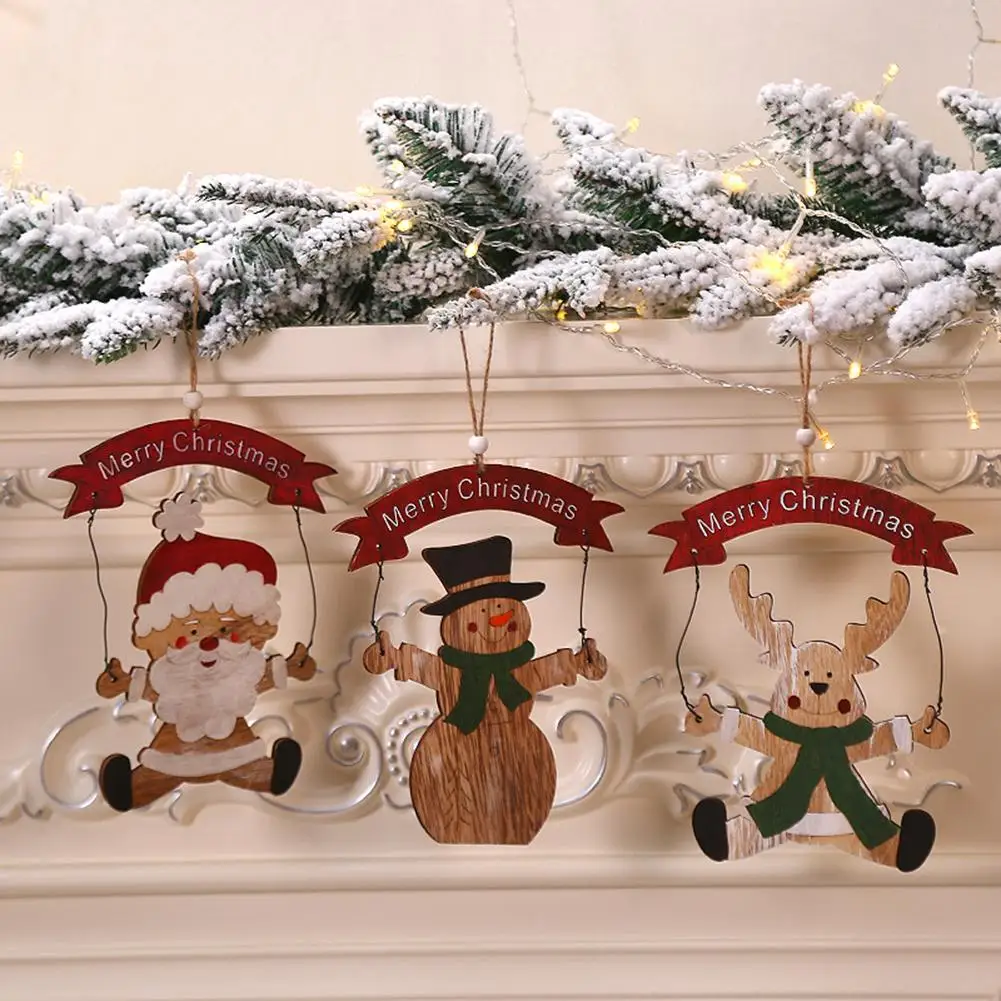 

Christmas Letters Ornaments Wooden Doorplate Santa Hangers Pendant Ornaments Doll Home Decor