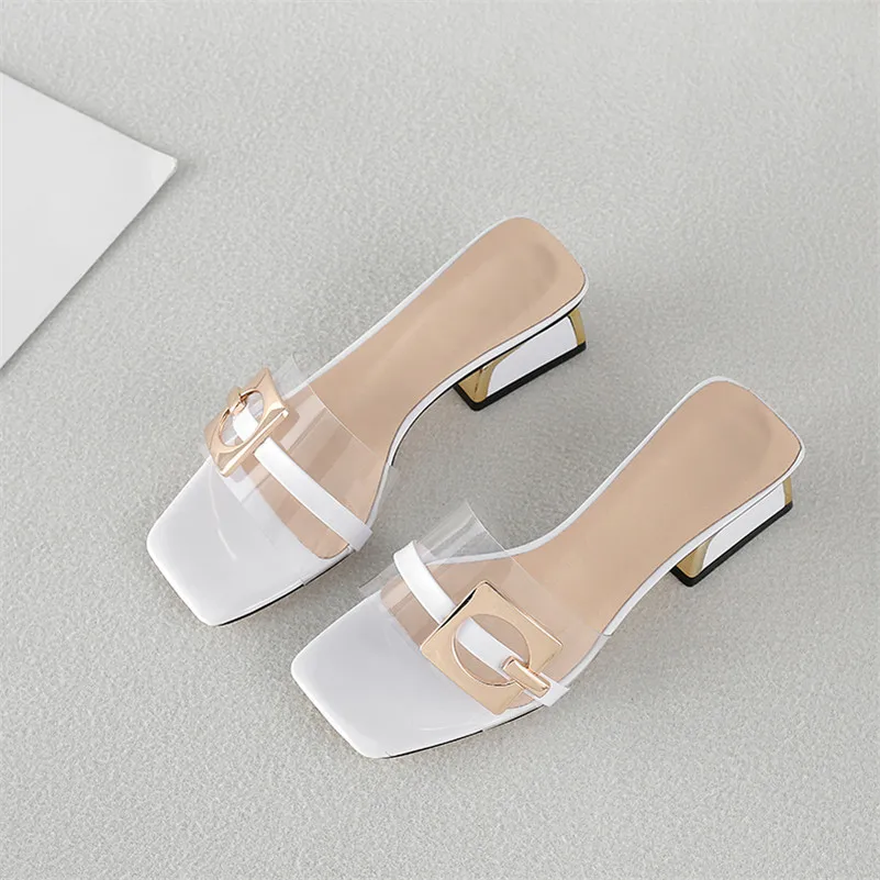 FEDONAS/новые модные туфли-лодочки; летние элегантные туфли на высоком квадратном каблуке для выпускного вечера; женские повседневные босоножки из высококачественной ткани, расшитой блестками - Цвет: Белый