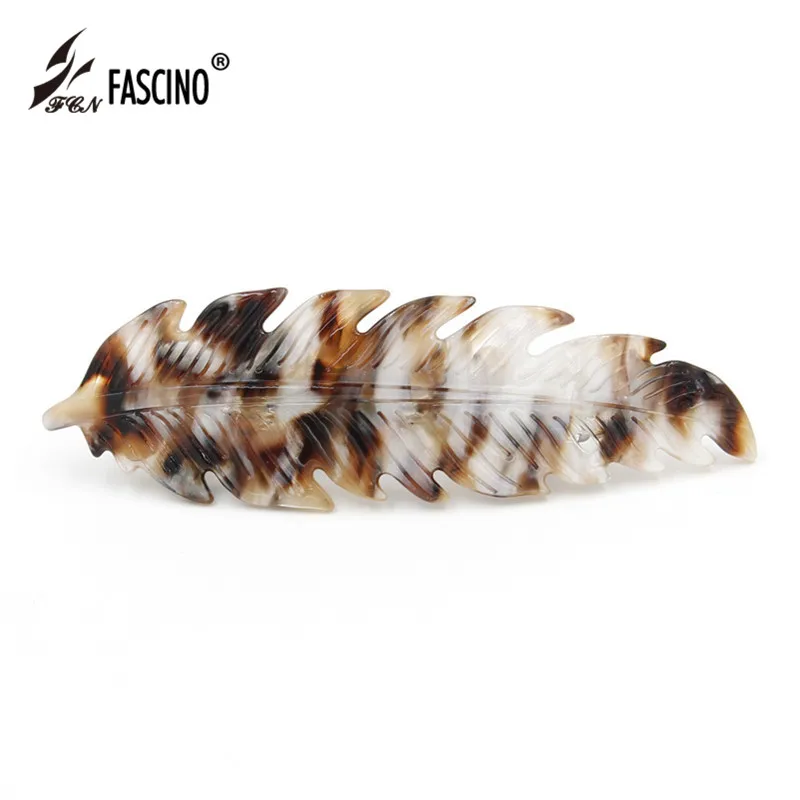 Стиль трендовые листовые заколки-пряжки шпильки 8 леопардовых цветов ацетат перо заколки для волос женские модные украшения для волос(AG810123 - Окраска металла: coffee spot
