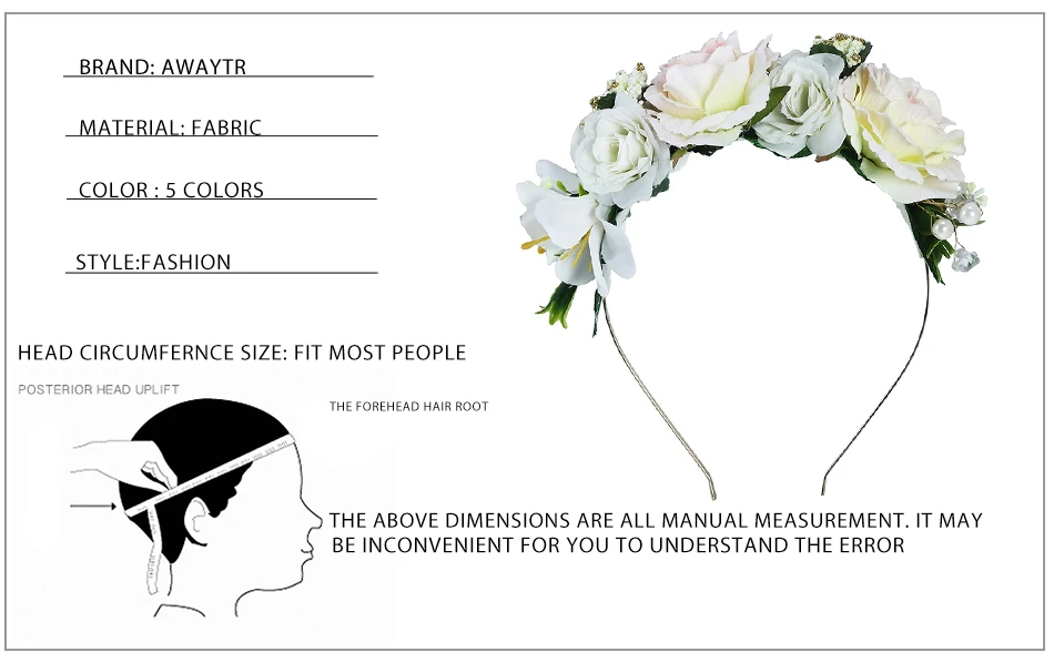 Цветочные повязки на голову, AWAYTR, свадебные украшения для волос, цветочные жемчужные повязки на голову для женщин, Весенние Свадебные гирлянды, Корона