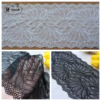 

5yards/lot Width 18cm black/white Elastic Lace Fabric,DIY Garment Accessories,Sewing Swiss Trim Wedding Lace RS1872