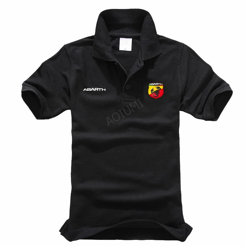 

New Men Cotton Fashion letter solid colour Abarth Polo shirt Summer Short-sleeve Casual tops