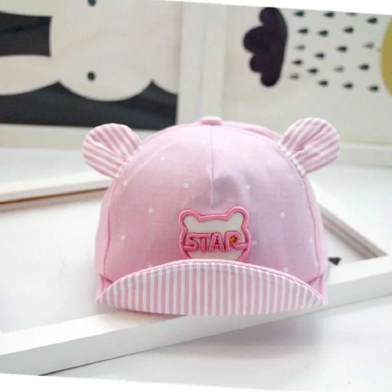 Модная шапка для маленьких мальчиков и девочек, мягкая бейсболка, Детские летние шапки, берет для новорожденных мальчиков - Цвет: Розовый