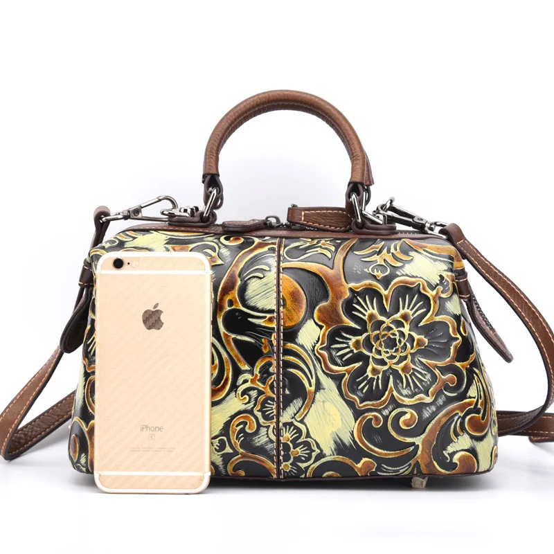 Women Genuine Leather Bag Messenger Shoulder Handbag Retro Real Cowhide Cross Body Tote Purse Embossed Top Handle Pillow Bags Women Genuine Leather Bag Messenger Shoulder Handbag Retro Real Cowhide Cross Body Tote Purse Embossed Top Handle Pillow Bags