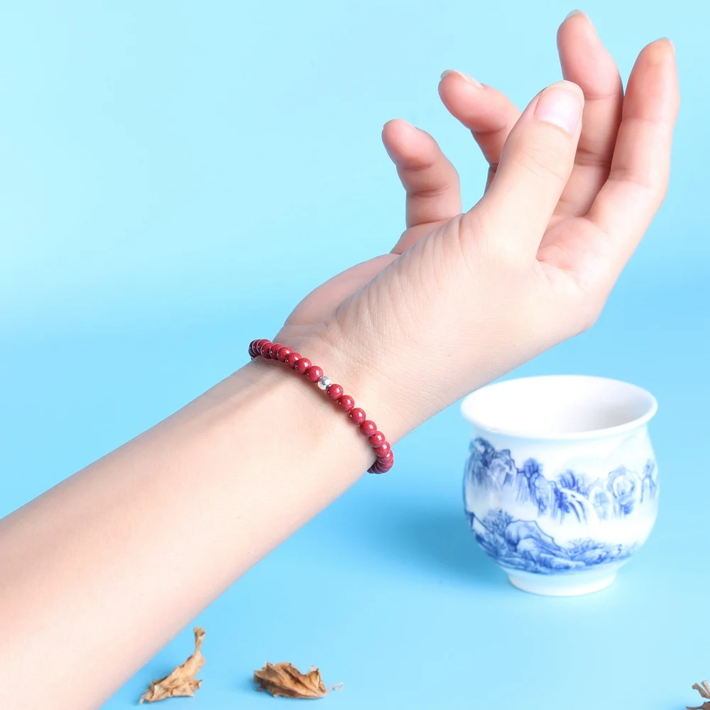 Chenshi Zhusha Bracelet Female Crystal Sand 4mm Beads Beads Bracelets Evil Desperate Years Transit Red Rope Hand Ornaments