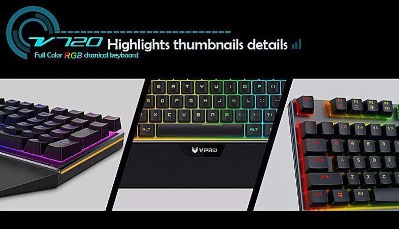 Rapoo V720 RGB подсветка Механическая игровая клавиатура 108 клавиш N-Key rolllover механический переключатель компьютерная игровая клавиатура