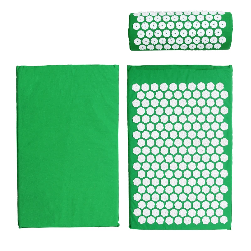 Массаж с шипами, для йоги коврик колючей упражнения тонкие фитнес, Пилатес Массажный коврик для йоги с сумкой акупрессурном коврике Banlance Pad - Цвет: Зеленый