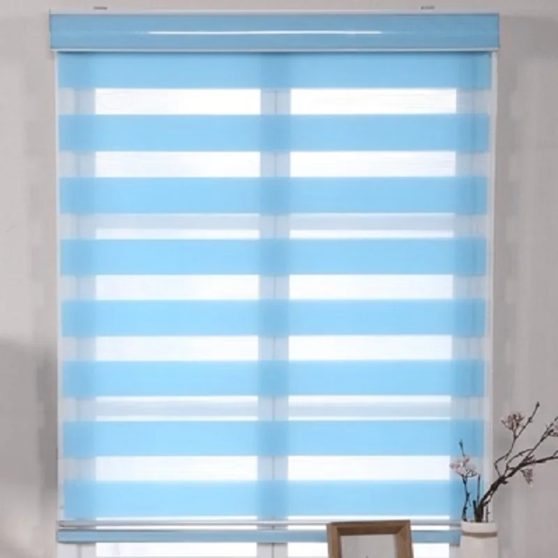 De alta calidad de Color Simple Manual cebra persianas Rollor ciego Semi apagón personalizado cortinas
