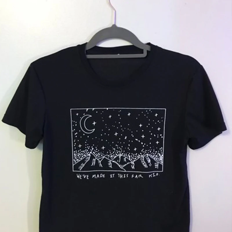 Moon Star Graphic Tees Women Cotton 90s Aesthetic Art Harajuku T Shirt