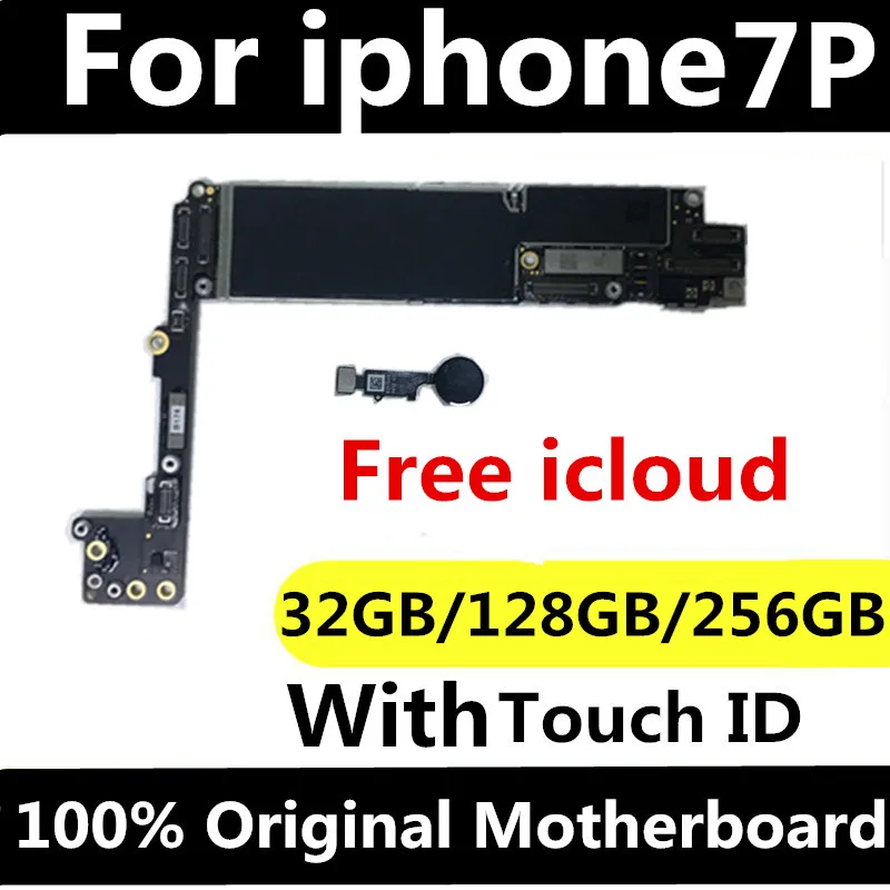 

Factory unlocked for iphone 7 Plus Motherboard With / Without Touch ID,No iCloud for iphone 7Plus 7P Mainboard,100% Original