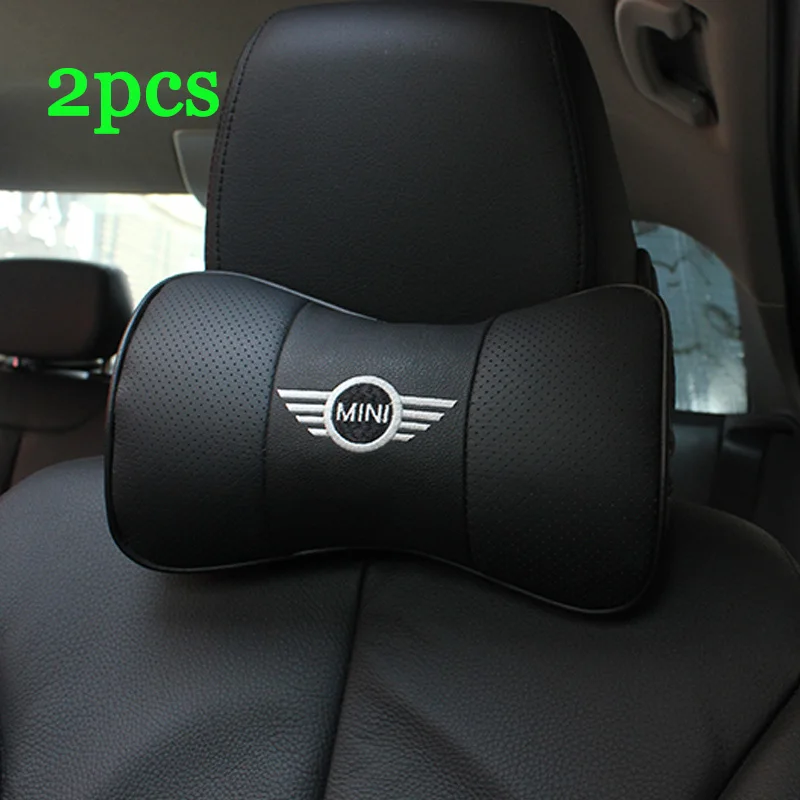 

Car Stying 2pcs Headrest for BMW Logo Mini Cooper Car Rest Cushion Seat Neck Pillow S R56 R53 R58 2004 05 06 07 Part Accessories