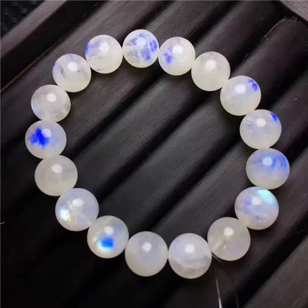 

12mm Natural Blue Light Moonstone Bracelet Round Beads AAA