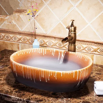 

Oval Rectanglar Washbasin Luxurious Artistic Wash Basin Bathroom Sink bathroom vessel sinks