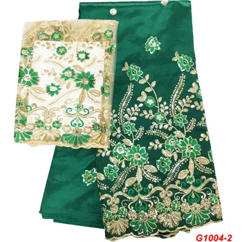 

Indian Raw Silk George Wrappers dress Material Embroidery Sequins George Lace fabric Match 2 Yards French Tulle Mesh Lace G1004