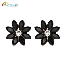 

AOTEMAN 2017 Fashion New Design Crystal Flower Stud Earring 13 Colors Statement Jewelry For Women oorbellen