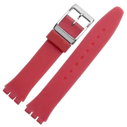 Цветной ремешок для часов Swatch силиконовый ремешок для SFK397 SFE102 мужские и женские часы 17 мм 19 мм водонепроницаемый ремешок Correa Reloj - Цвет ремешка: Red-2