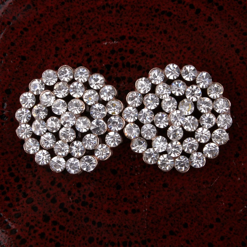 

50pcs/lot 20MM 2Colors Vintage Shinny Alloy Buttons For Embellishment Round Sparkly Rhinestone Button For Wedding Accessories