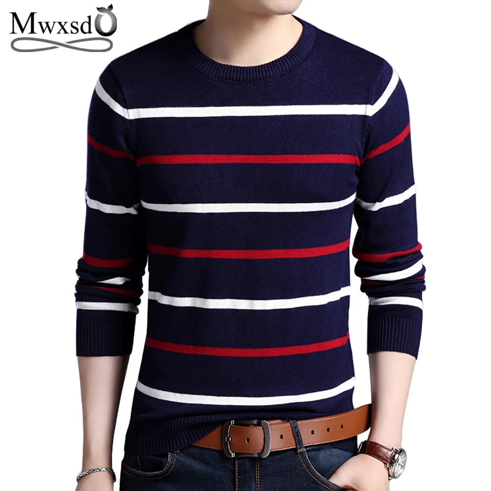 Mwxsd Mens Autumn Winter striped Pullover Sweaters men