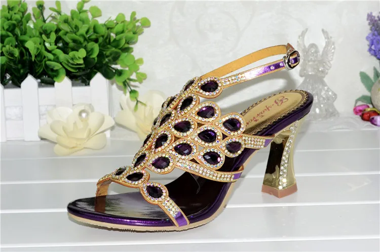 Korean Style Diamond Crystal Luxury Sandals High Heels Roman Womens Purple Evening Shoes Plus Size 11 Fashion 2016 Summer10