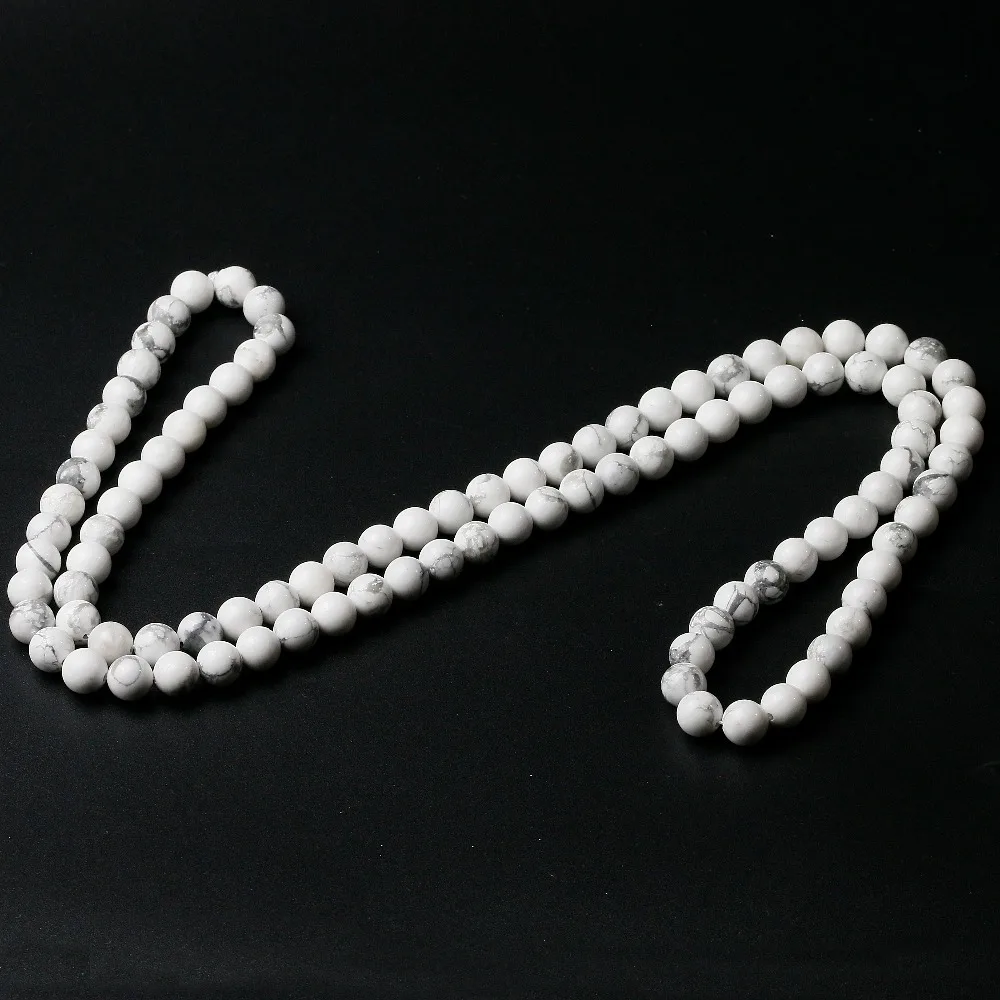 Белый говлит Для мужчин камень 8 мм из бисера Цепочки и ожерелья Модные Натуральный камень Для женщин Изделия Дизайн аксессуары ручной работы подарок