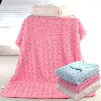 

2017 Hot Baby Rose Blanket fleece Thick Newborn Swaddling Winter Baby Swaddle Bedding newborn Coral Fleece Receiving Nap blanket