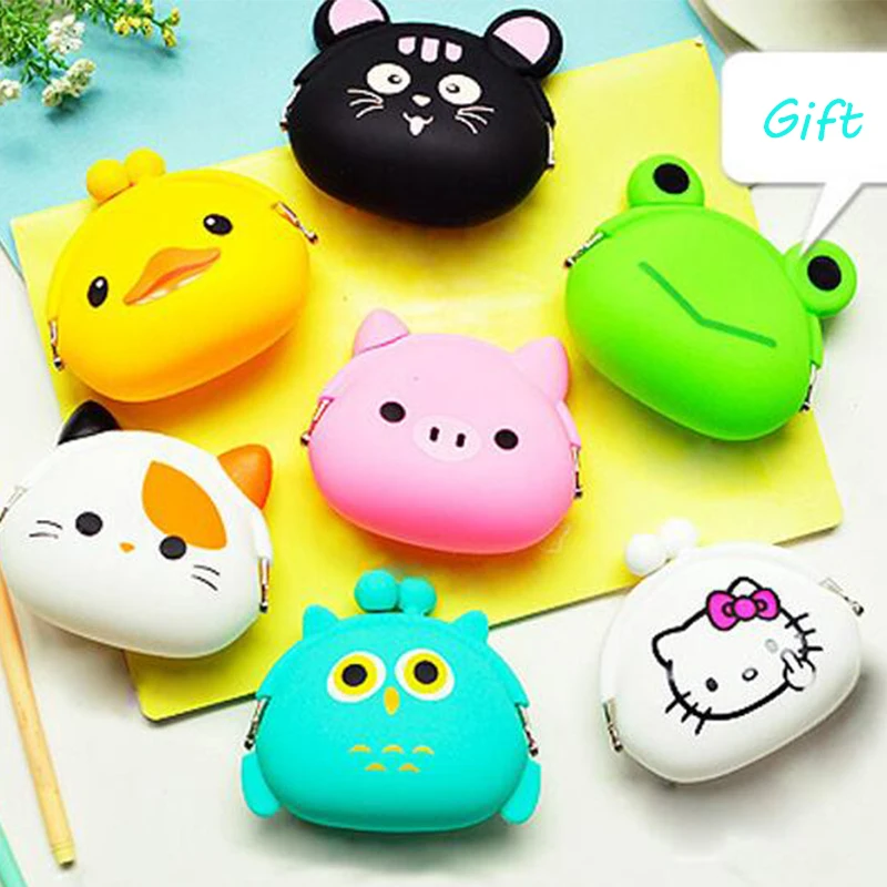 2017 New Fashion Animals Girls Silicone Small Mini Change Women Key Wallet Coin Purses Earphone kawaii Bag Children Kids Gifts