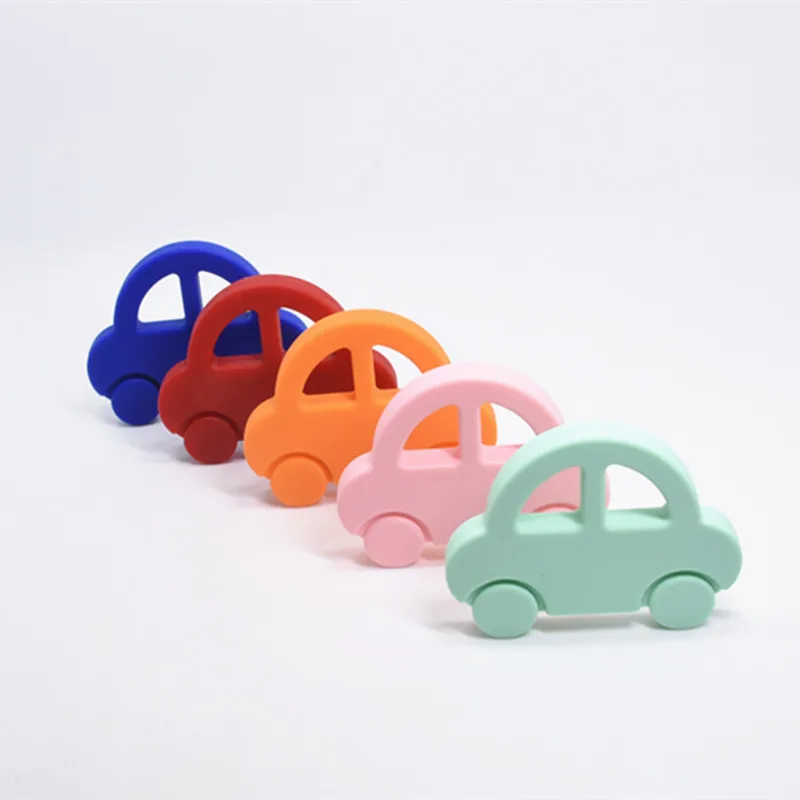 

10 PCS Silicone Teether Cartoon Car Baby Rattles Toys Play Gym Accessories BPA Free Food Grade Boys and Girls Soft Baby Teether
